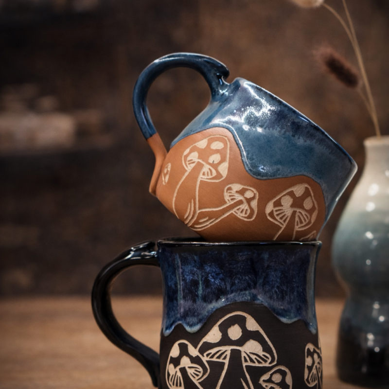 mushroom rustic mug